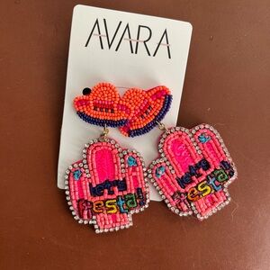 Fiesta Pink and Orange Beaded Earrings